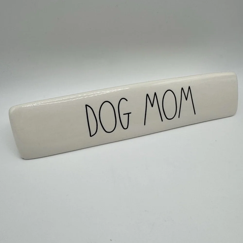 Rae Dunn LL DOG MOM Desk Plaque Coffee Bar Decor‎ Farmhouse Sign Statement